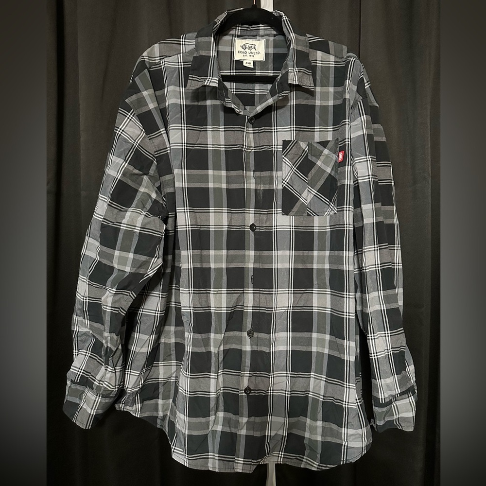 ECKO Unlimited Plaid Black and Gray Shirt